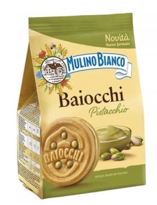 Ciastka MULINO BIANCO Baiocchi pistacchi 240g - krem pistacjowy
