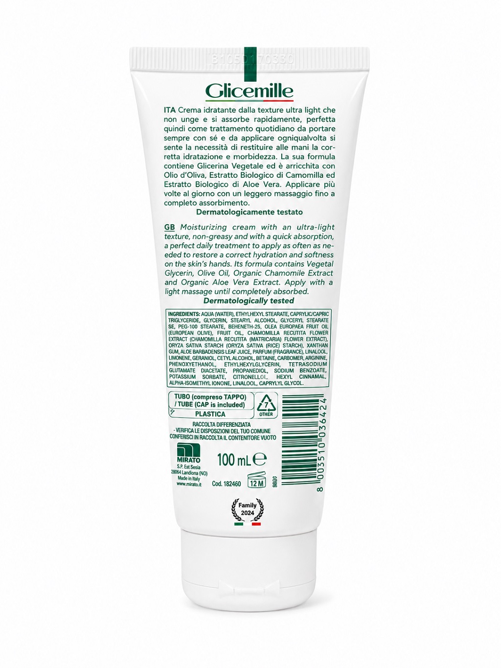 Krem nawilżający do rąk GLICEMILLE z rumiankiem i aloesem 100ml back